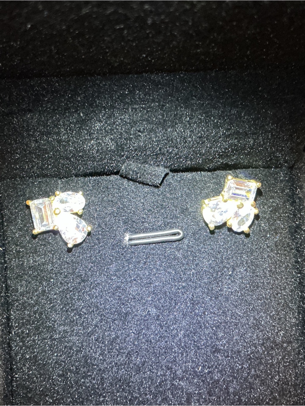 Gold Crystal Accent Cluster Stud Earrings - Clear/Gold